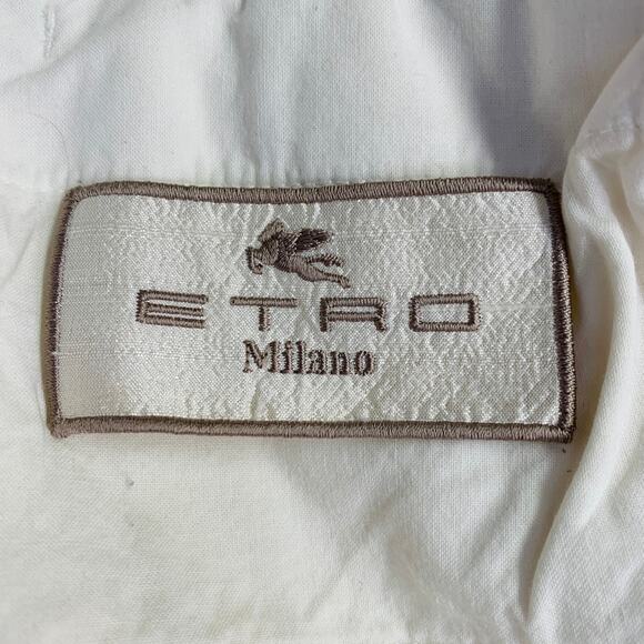 ETRO Size M Cream Eyelet Denim Fringe Trucker Jacket Blazer - Picture 9 of 10